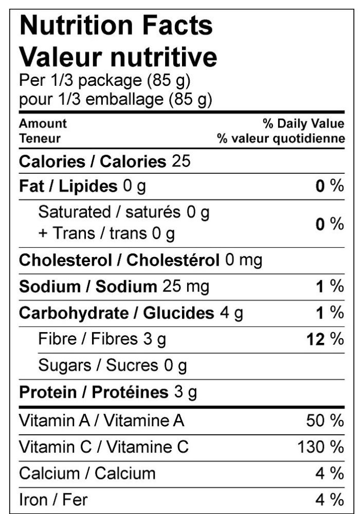 Mann's Organic Broccoli Nutrition Info