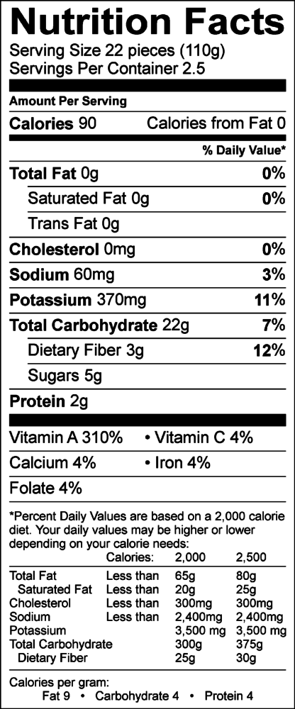 Mann's Sweet Potato Crinkle Cut Fries Nutrition Panel