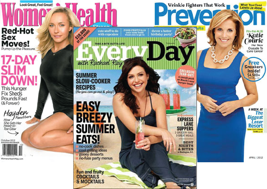 Women's Health, EveryDay, and Prevention magazine covers