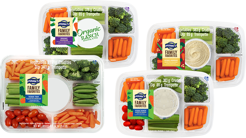 Collage of Veggie Tray products for Canadian market