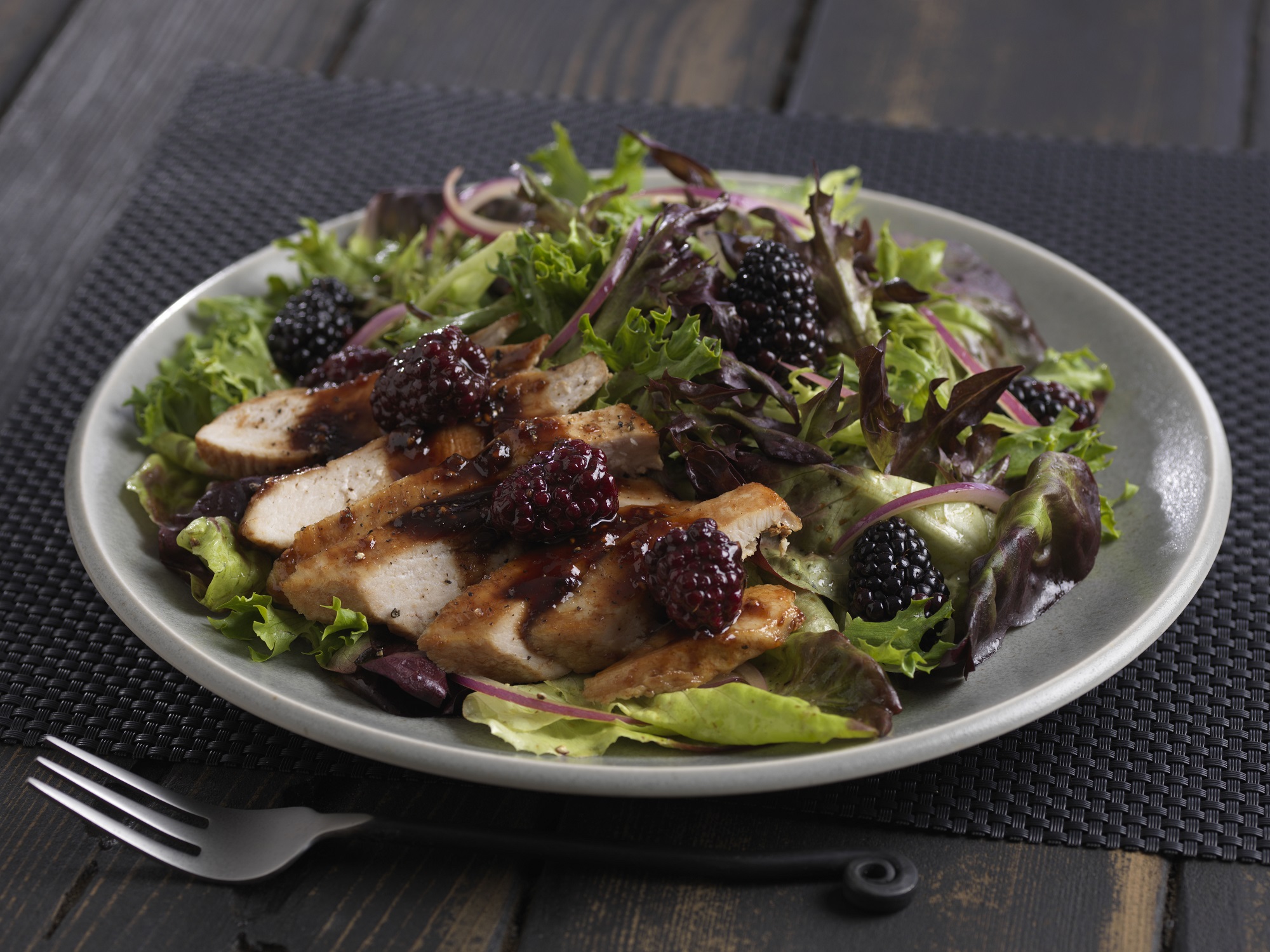 Red RomaBlend® Salad with Blackberry Balsamic Chicken - Foodservice by Mann Packing