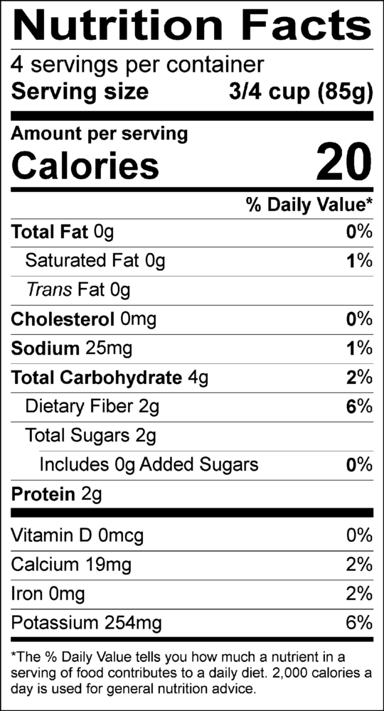 Cauliflower Rice Nutrition Label