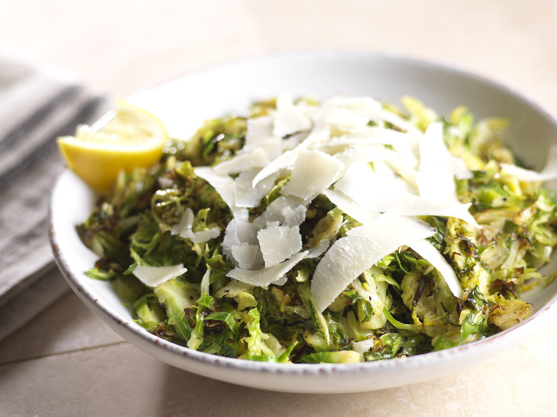 Pan Roasted Shaved Brussels Sprouts with Parmesan - Mann's Fresh Vegetables