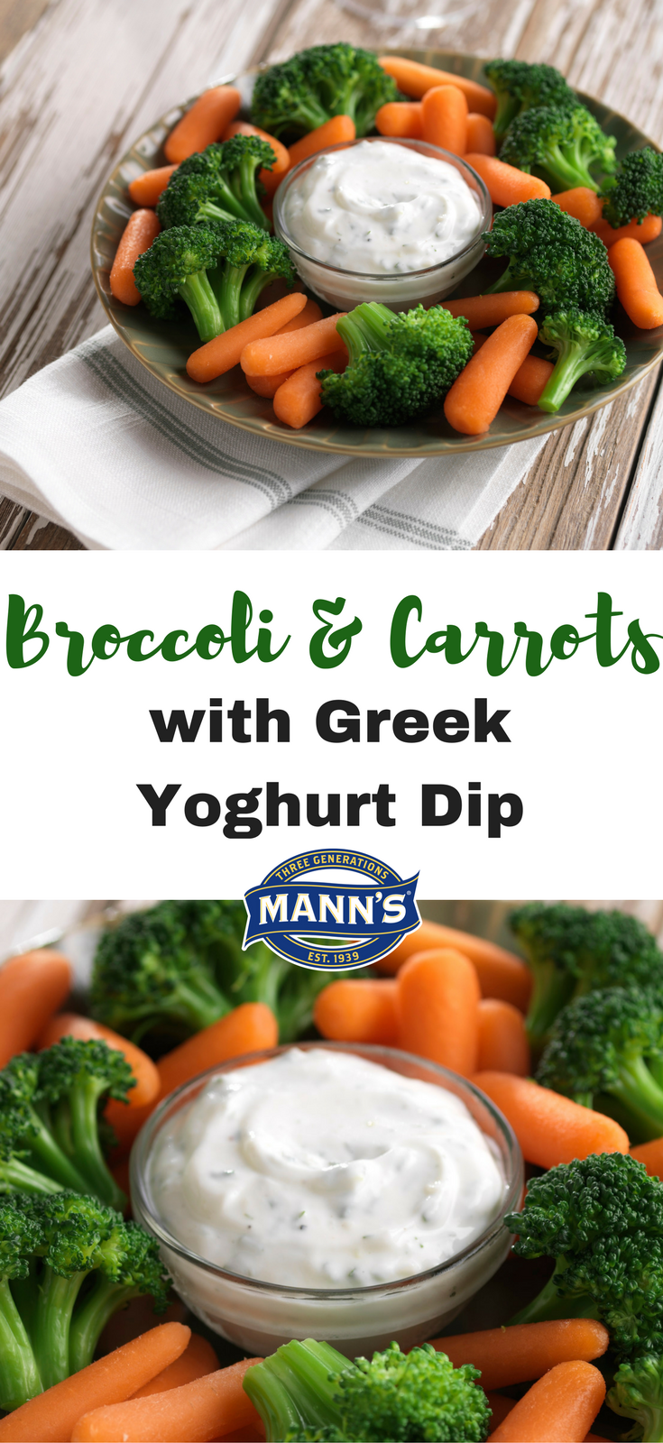 Broccoli & Carrots with Greek Yoghurt Dip | Mann's Fresh Vegetables