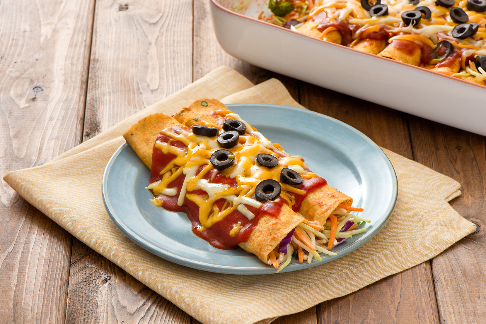 Broccoli Cole Slaw Veggie Enchiladas Mann's Fresh Vegetables