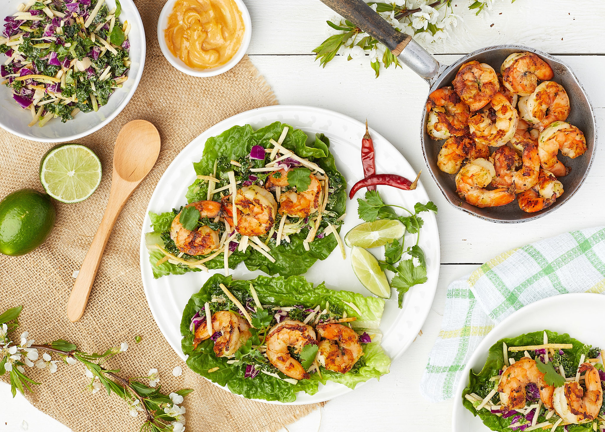 Shrimp & Spicy Kale Beet Blend® Lettuce Wraps Mann's Fresh Vegetables