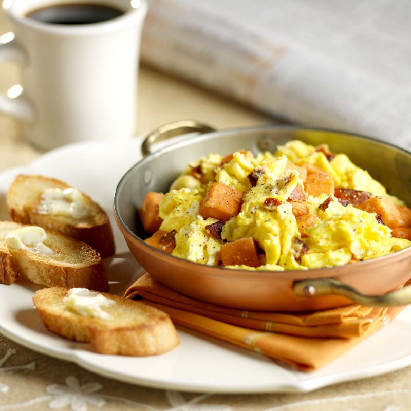 Bacon, Egg & Sweet Potato Scrambler - Mann's Fresh Vegetables
