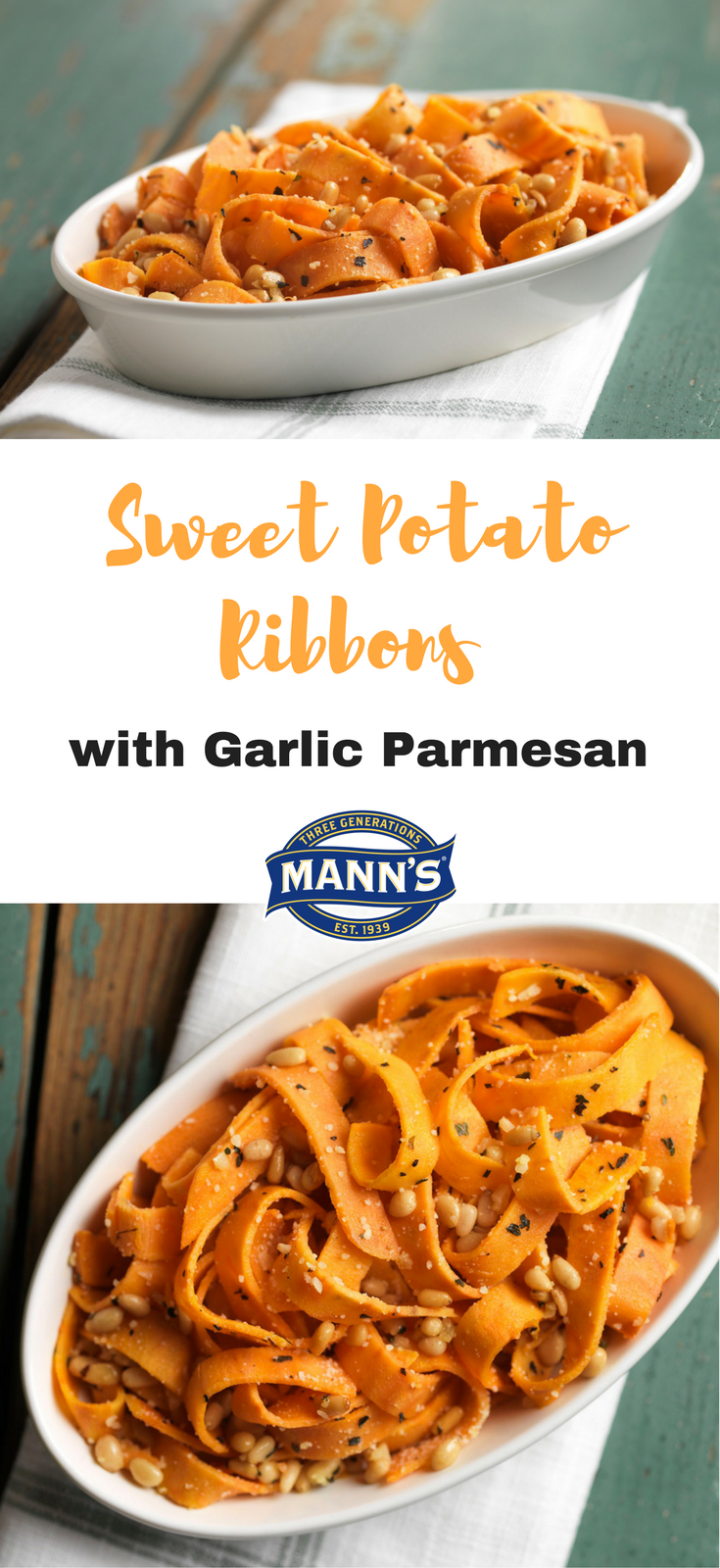 Sweet Potato Ribbons with Garlic Parmesan | Mann's Fresh Vegetables {Gluten-Free}