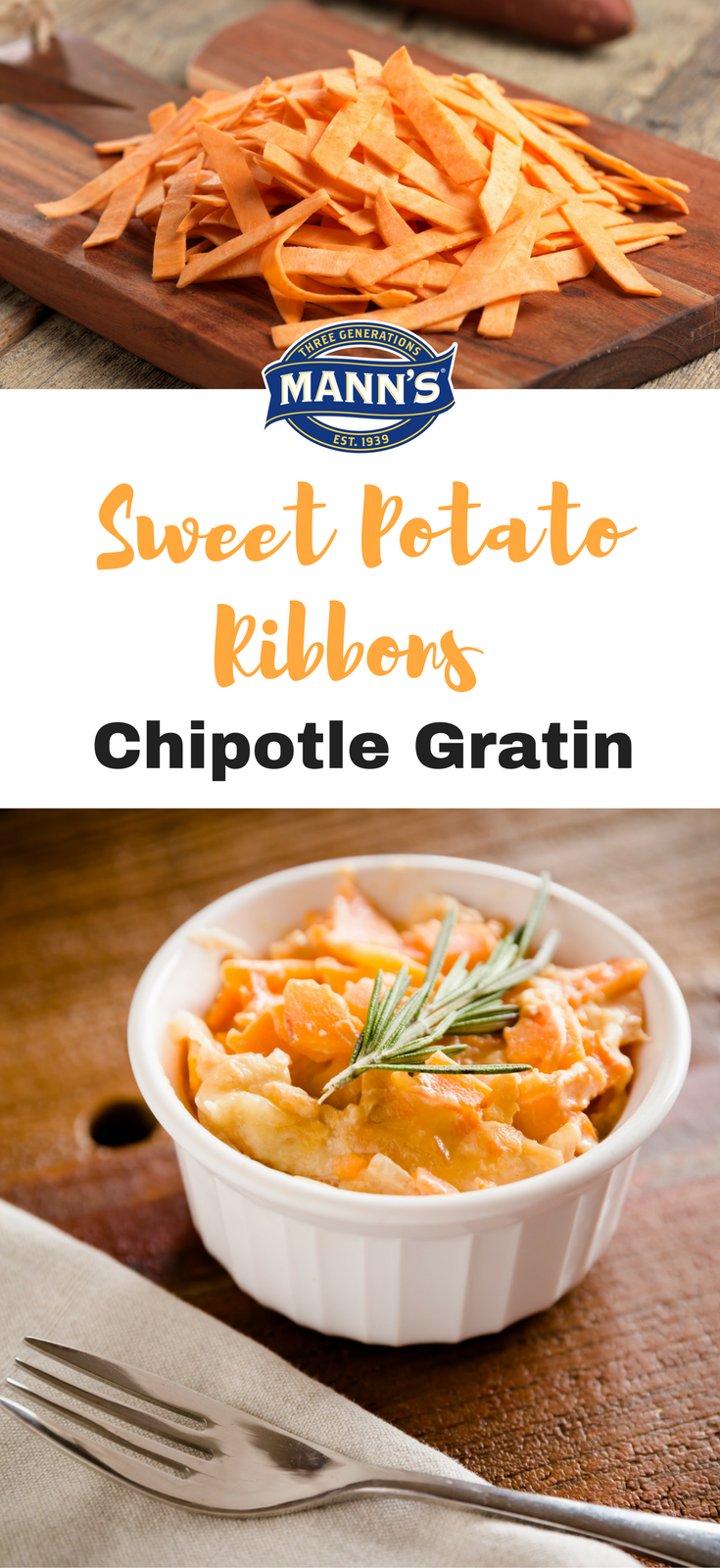 Sweet Potato Ribbons Chipotle Gratin | Mann's Fresh Vegetables