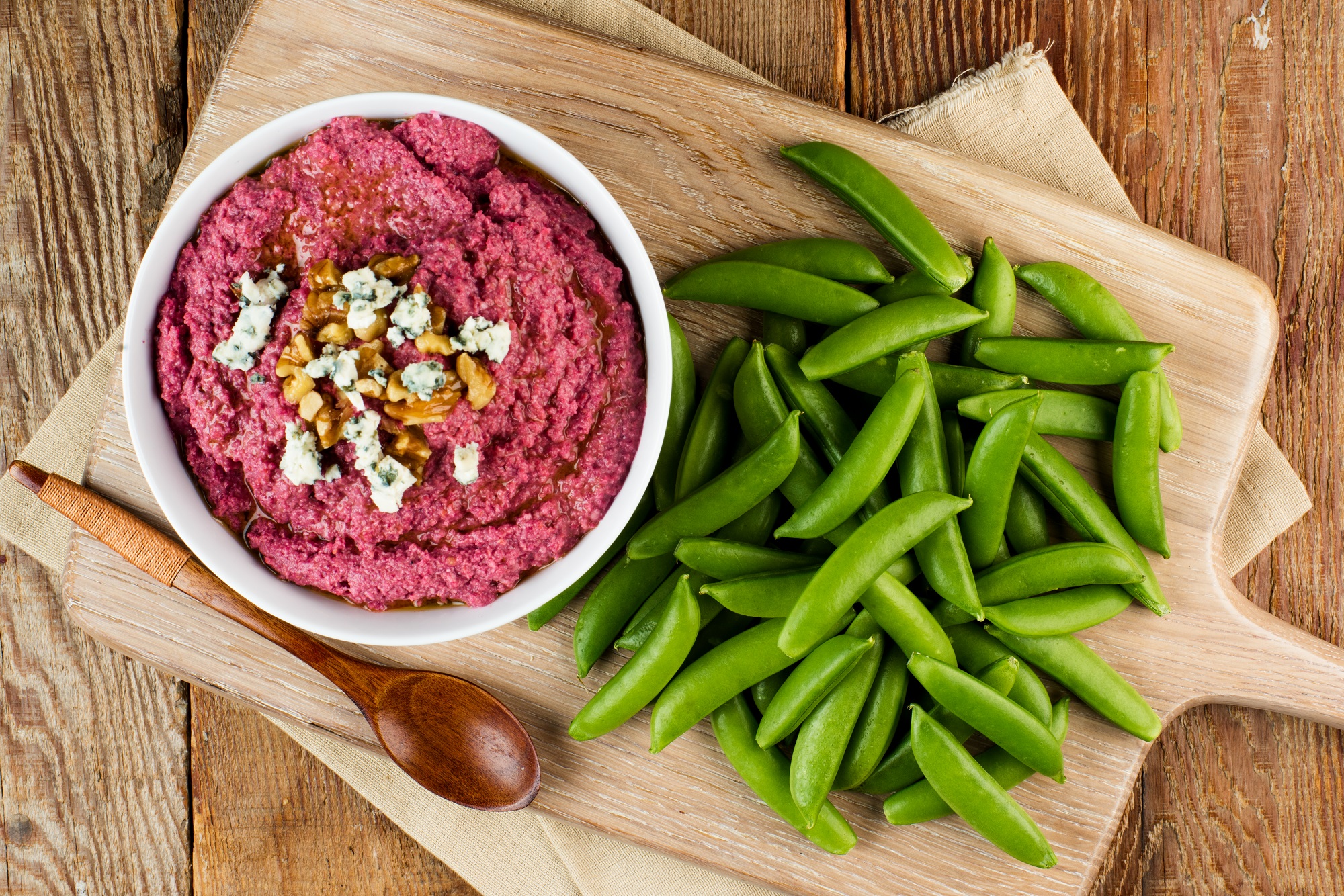 Beet Hummus with Blue Cheese and Walnuts Mann's Fresh Vegetables