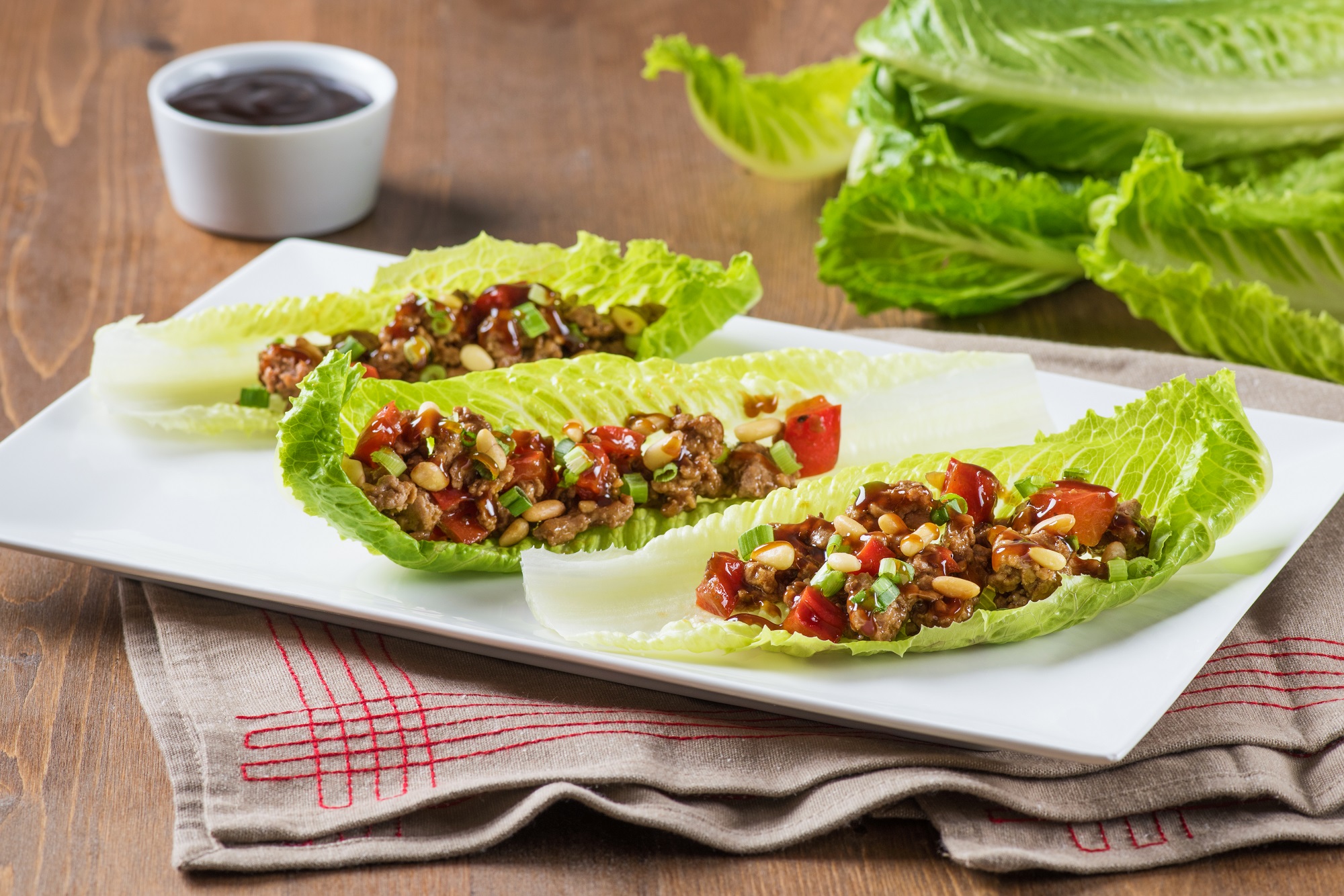 Lettuce Wraps with Chinese BBQ Chicken Mann's Fresh Vegetables