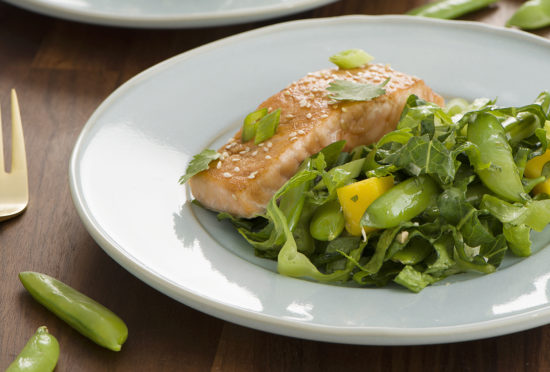 Sesame Soy Seared Snap Pea and Mango Salad