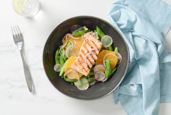 Snap Pea Salad with Orange Salmon