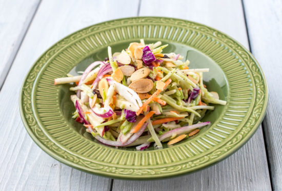Broccoli Cole Slaw Asian Salad with apple and almonds 2