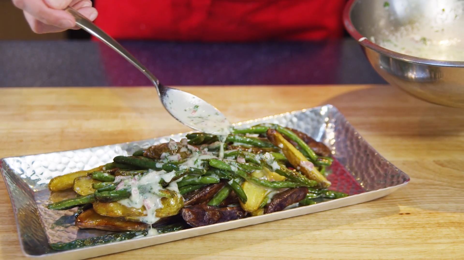 Roasted Green Beans & Fingerling Potatoes with Buttermilk Tarragon