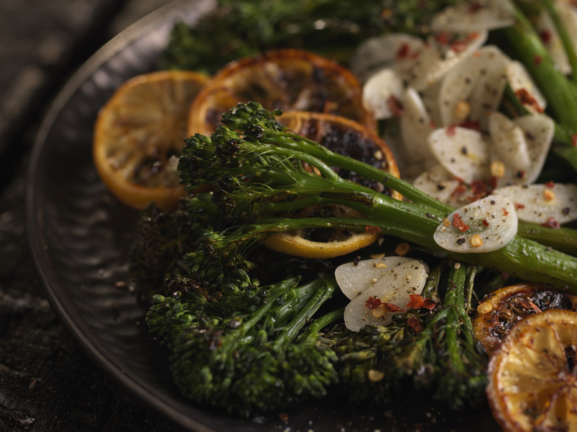Charred BROCCOLINI® baby broccoli with Lemon and Pickled Garlic Mann