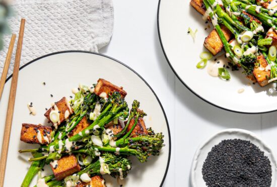 broccolini and tofu saute