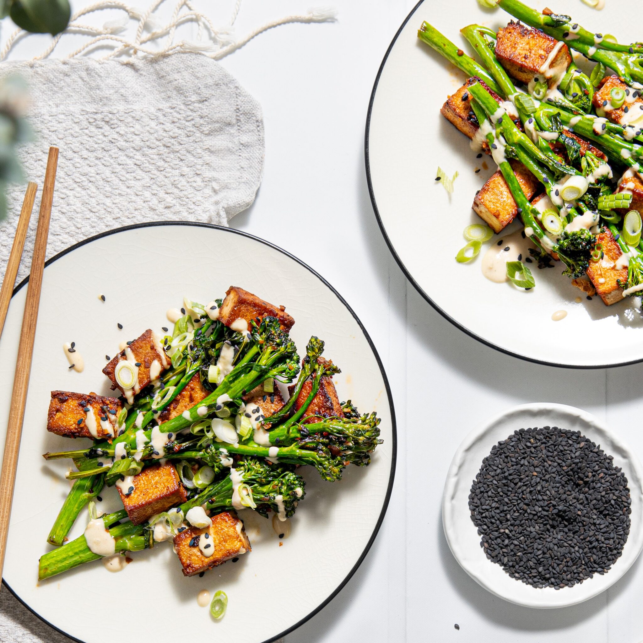 broccolini and tofu saute