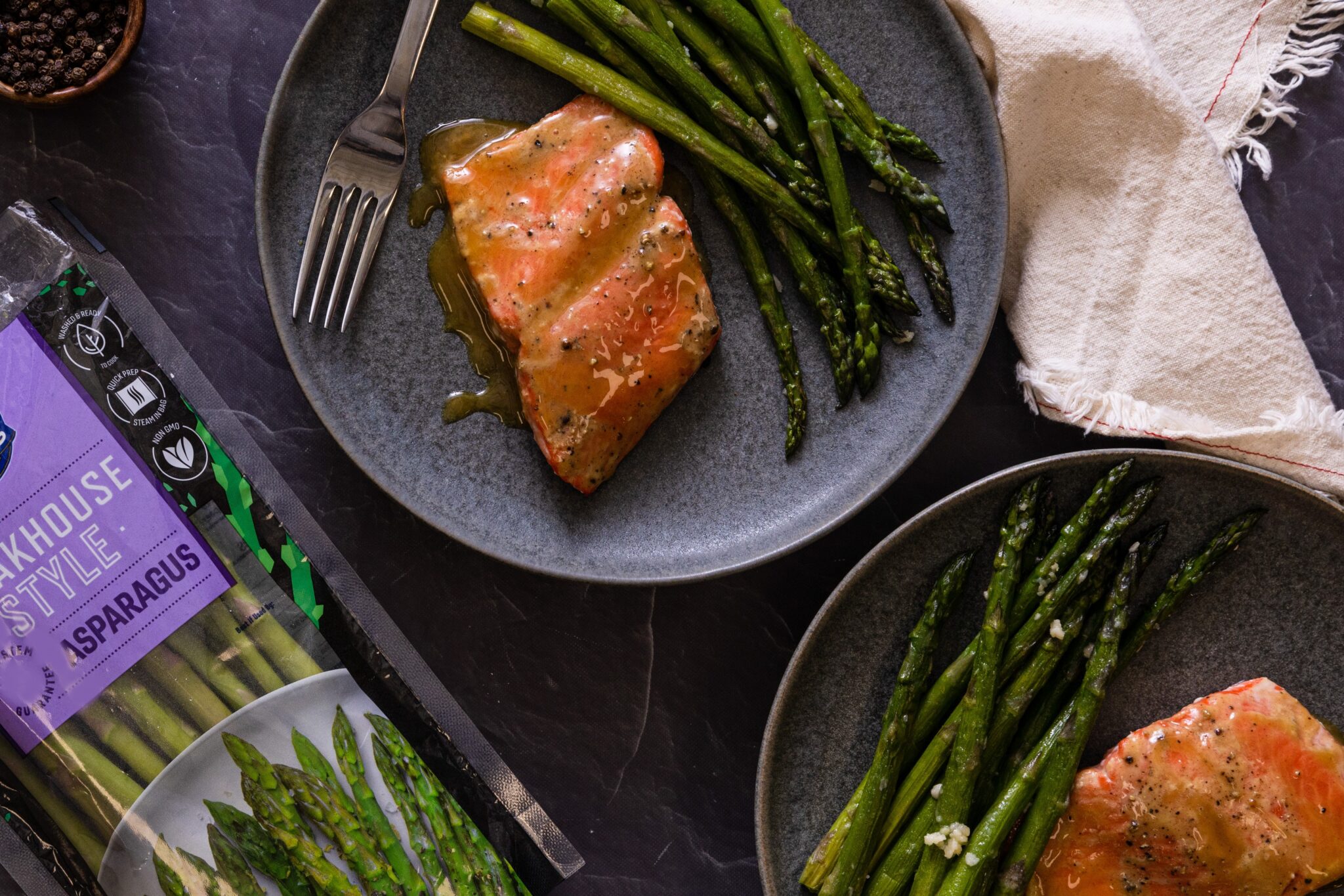 Hot Honey and Dijon Salmon with Garlic Butter Asparagus - Mann's Fresh Vegetables