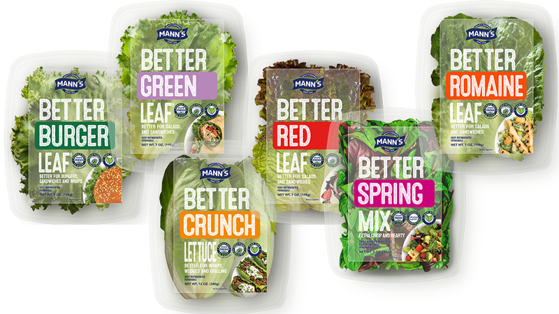 Collage of Better Leaf Lettuce products for US market
