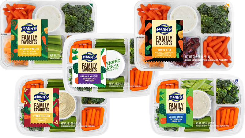 Collage of Veggie Tray products for US and Canadian markets